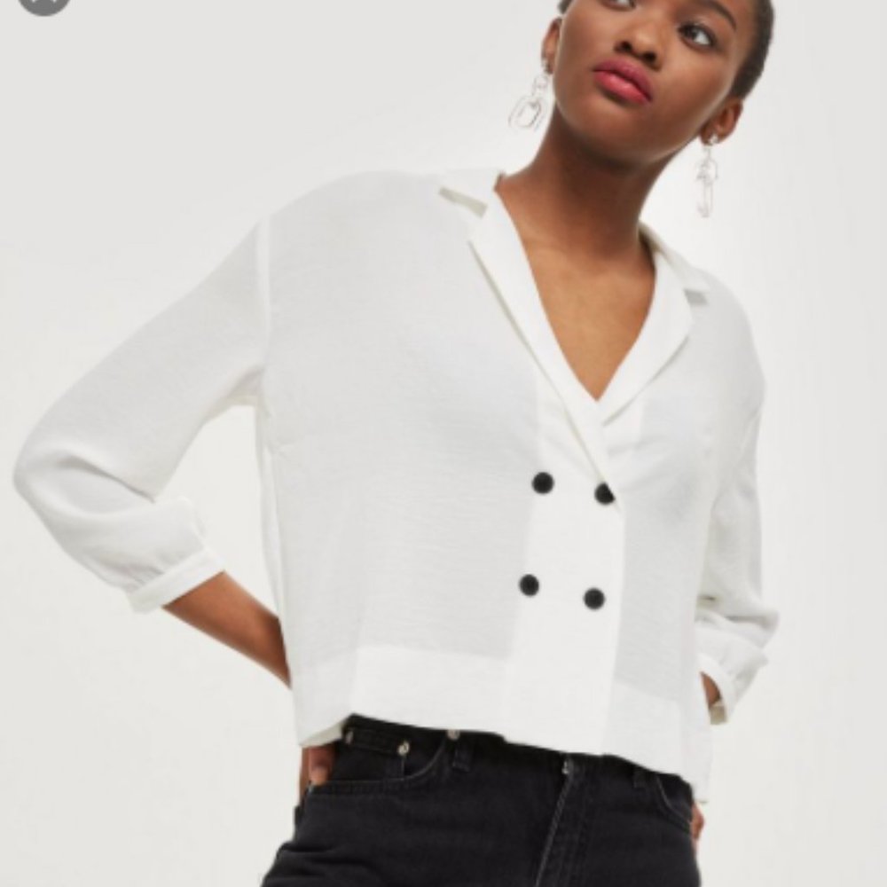 Topshop Button Down Wrap Blouse